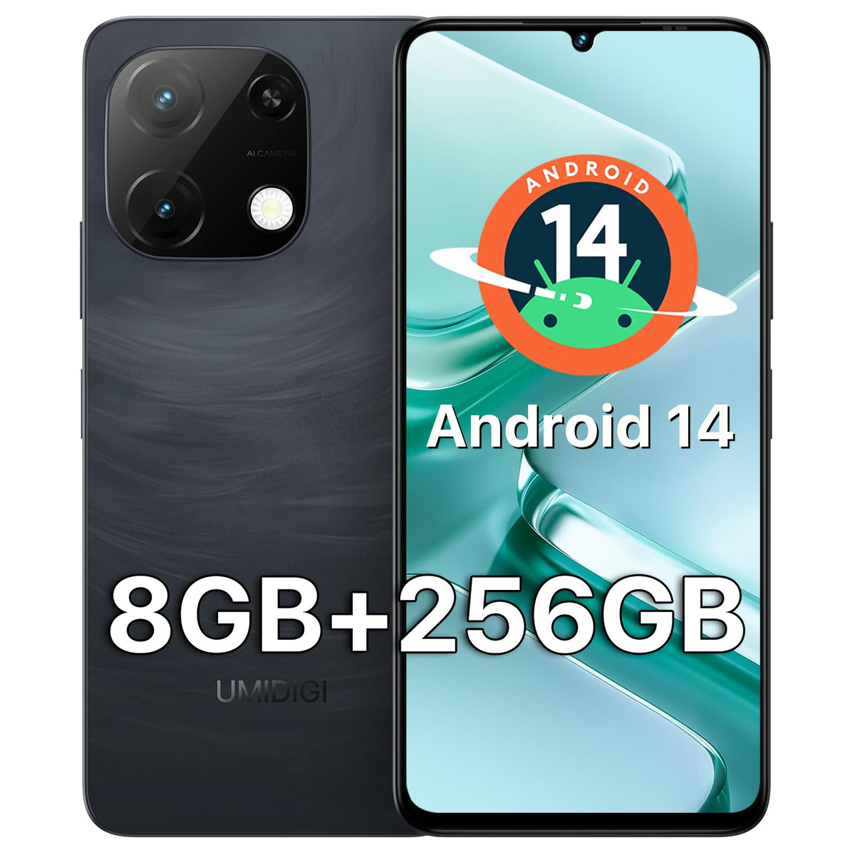 Unlocked Android 14 Smartphone 256GB Octa-Core 6.75" HD+ 5000mAh 4G Dual SIM E114362