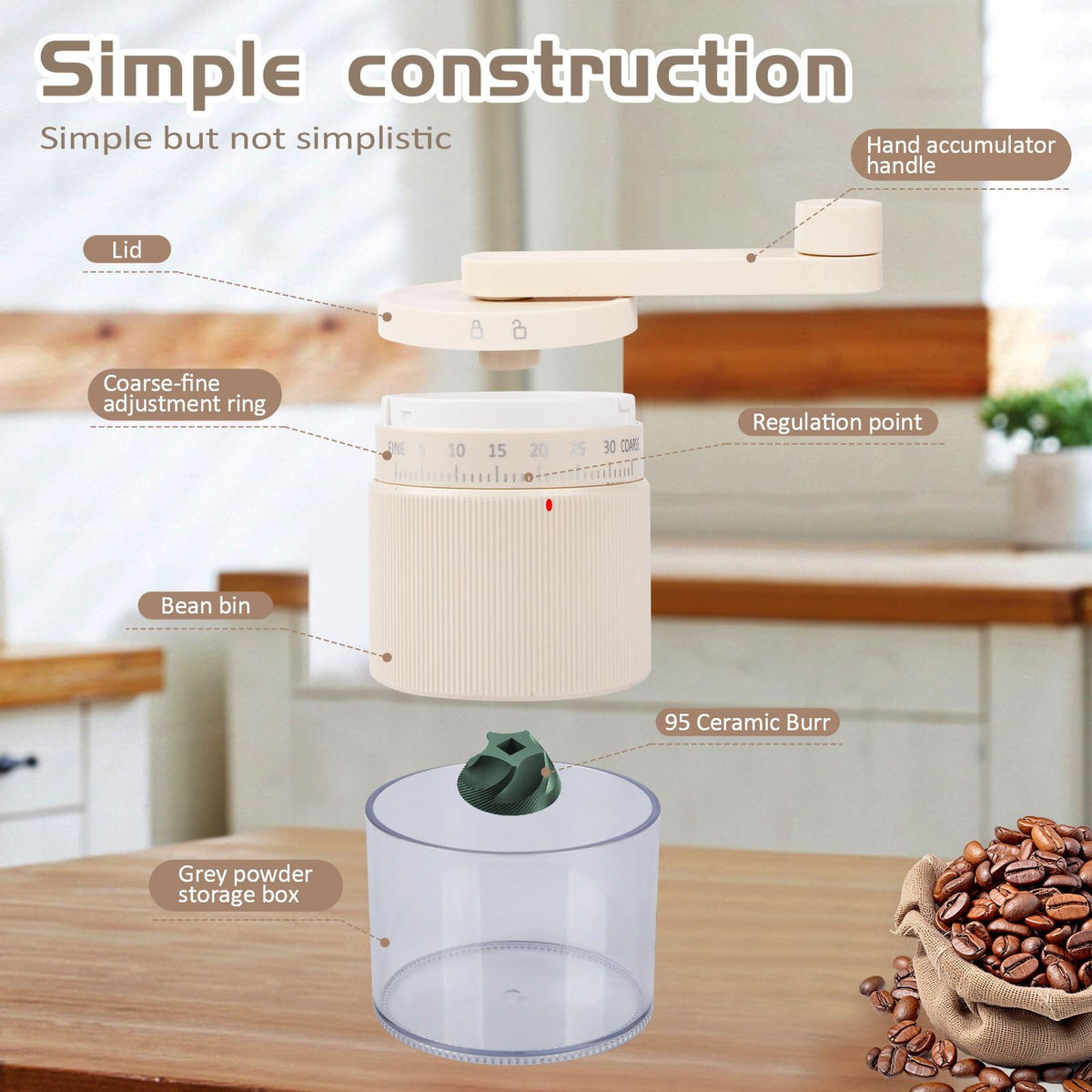 Manual Coffee Grinder with Ceramic Conical Burr L984