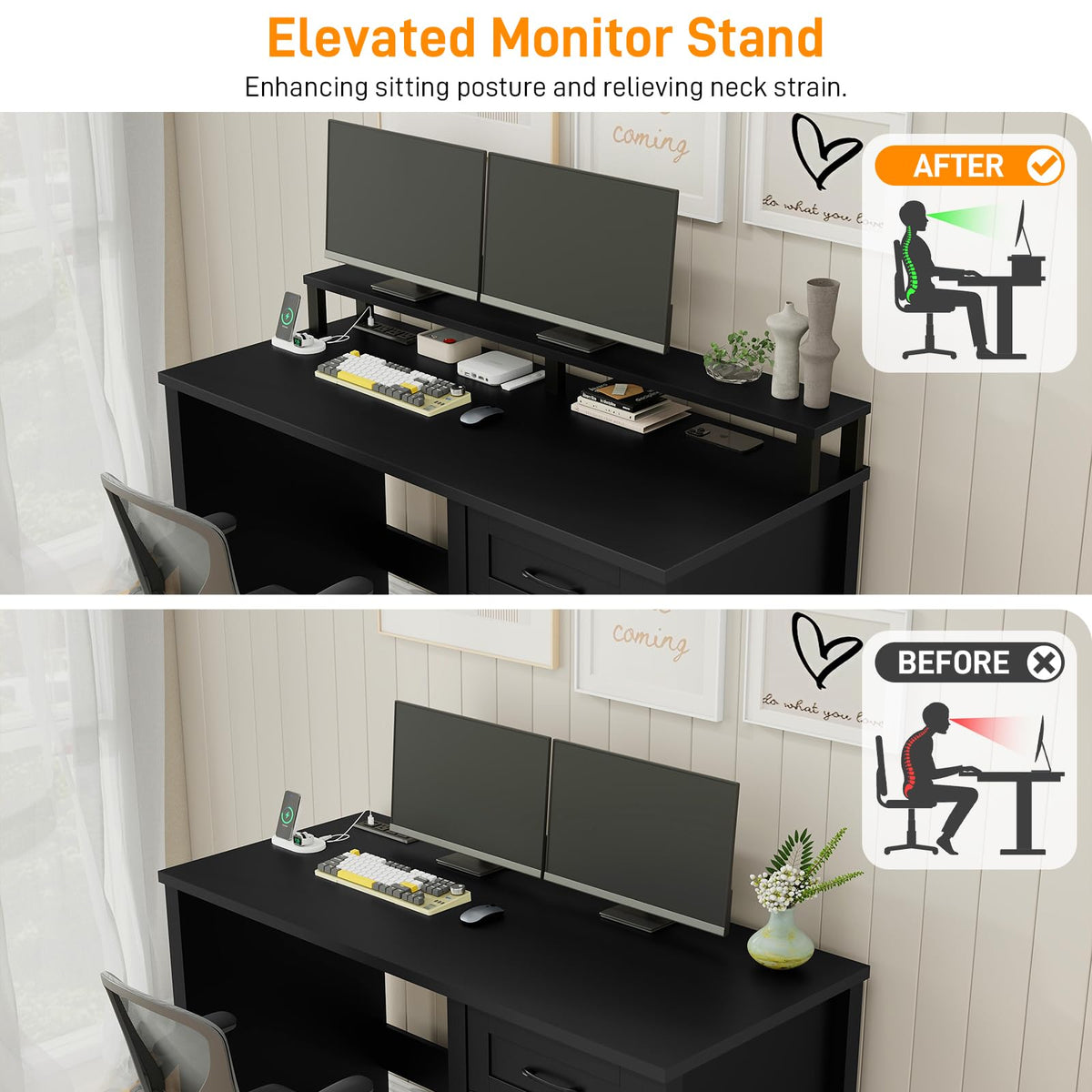 47" Farmhouse Executive Desk with 4 Drawers E67034