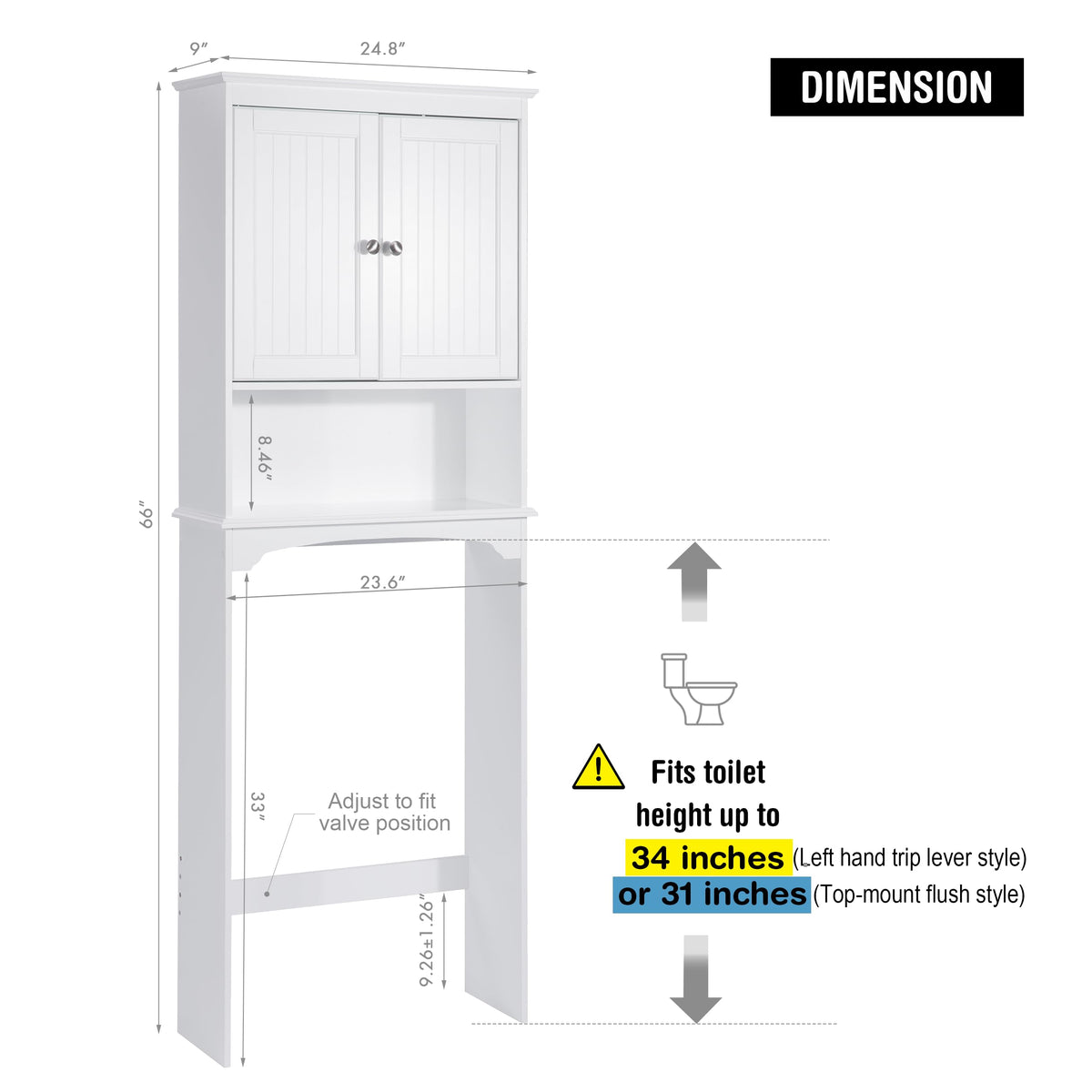 Over The Toilet Storage Cabinet with Doors G3672