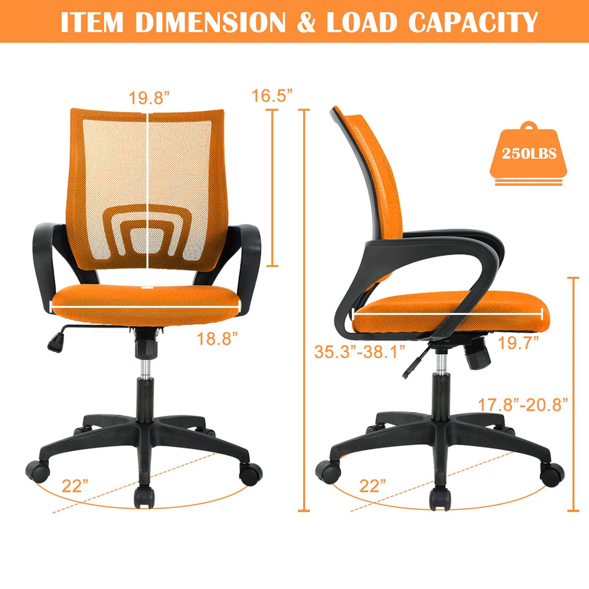 Adjustable Mesh Office Chair with Lumbar Support F895263
