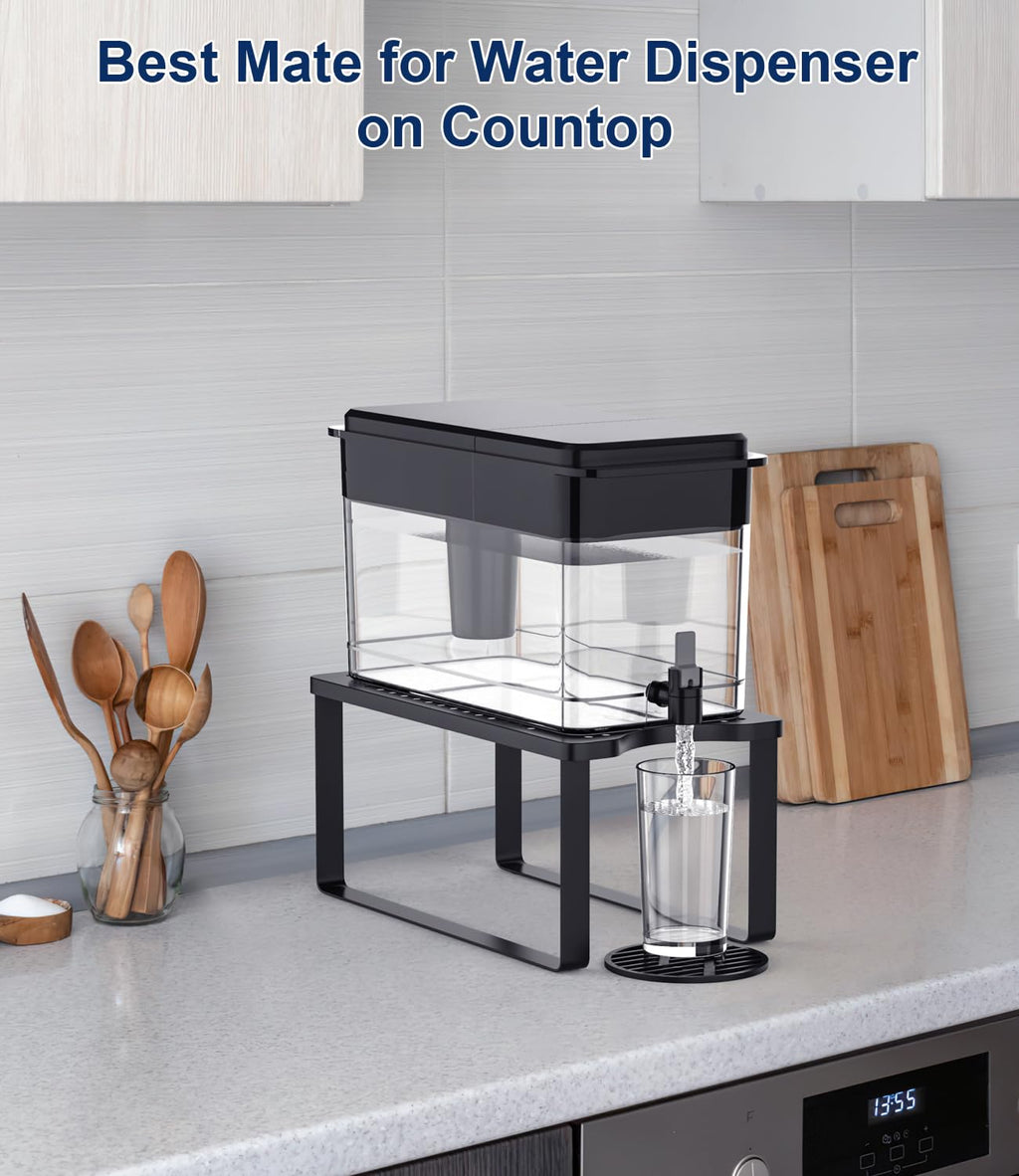 Water Filter Dispenser Stand with Drip Tray Black T3443