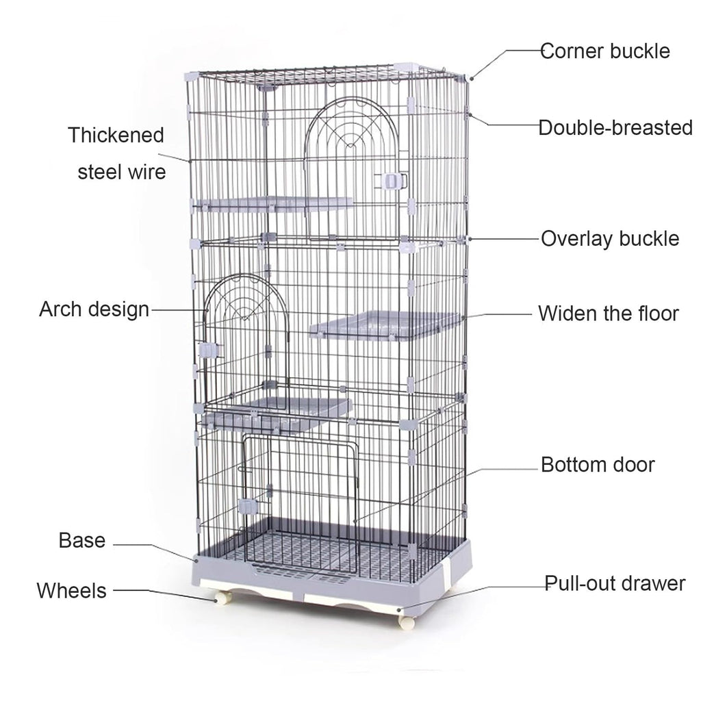 Foldable 4 Tier Detachable Cat Cage with Hammock Z80264