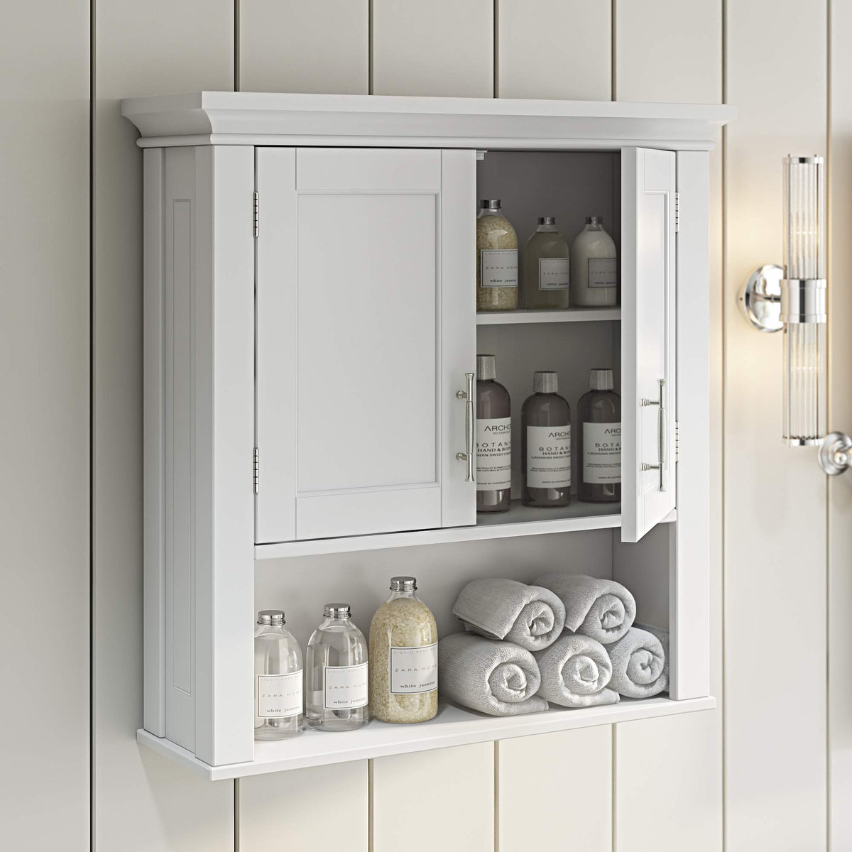 White Two-Door Wall Mount Medicine Cabinet J978372