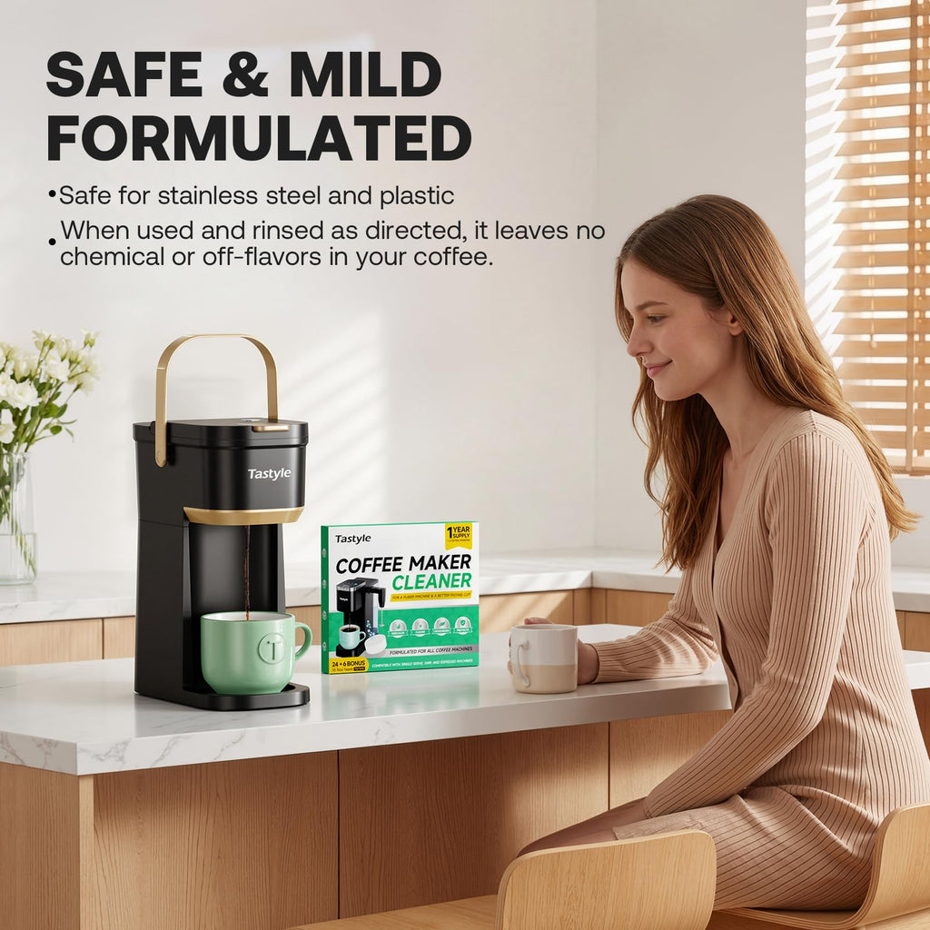 Mini Single Serve Coffee Maker with 30 Descaler Tablets V9305