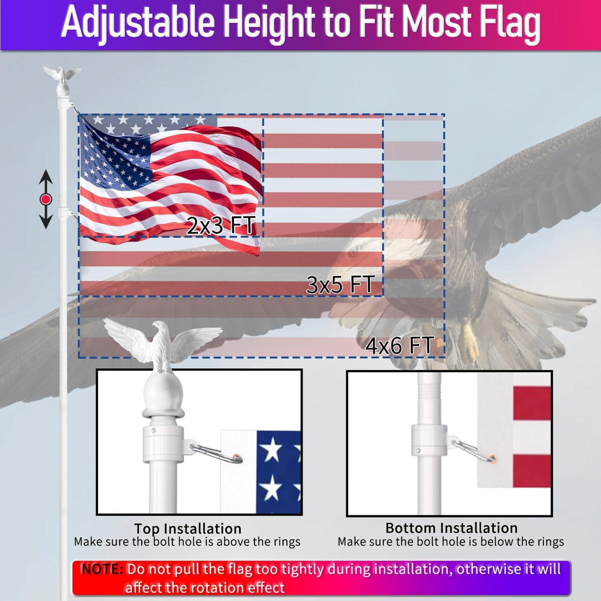 6FT Stainless Steel Flagpole Kit Q1347