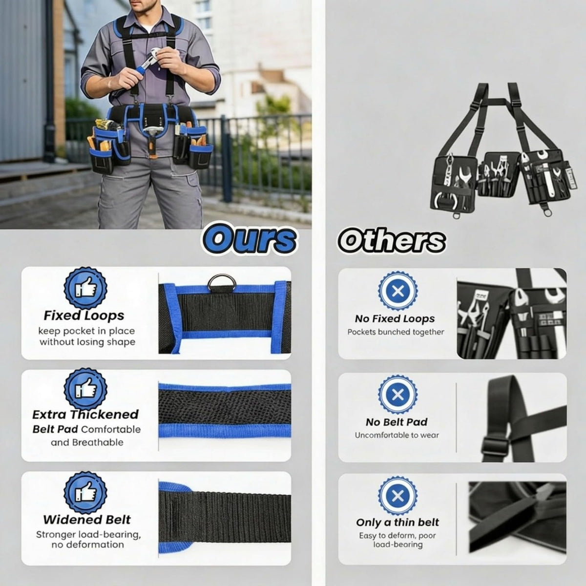 Heavy Duty Magnetic Tool Belt with Suspenders E415