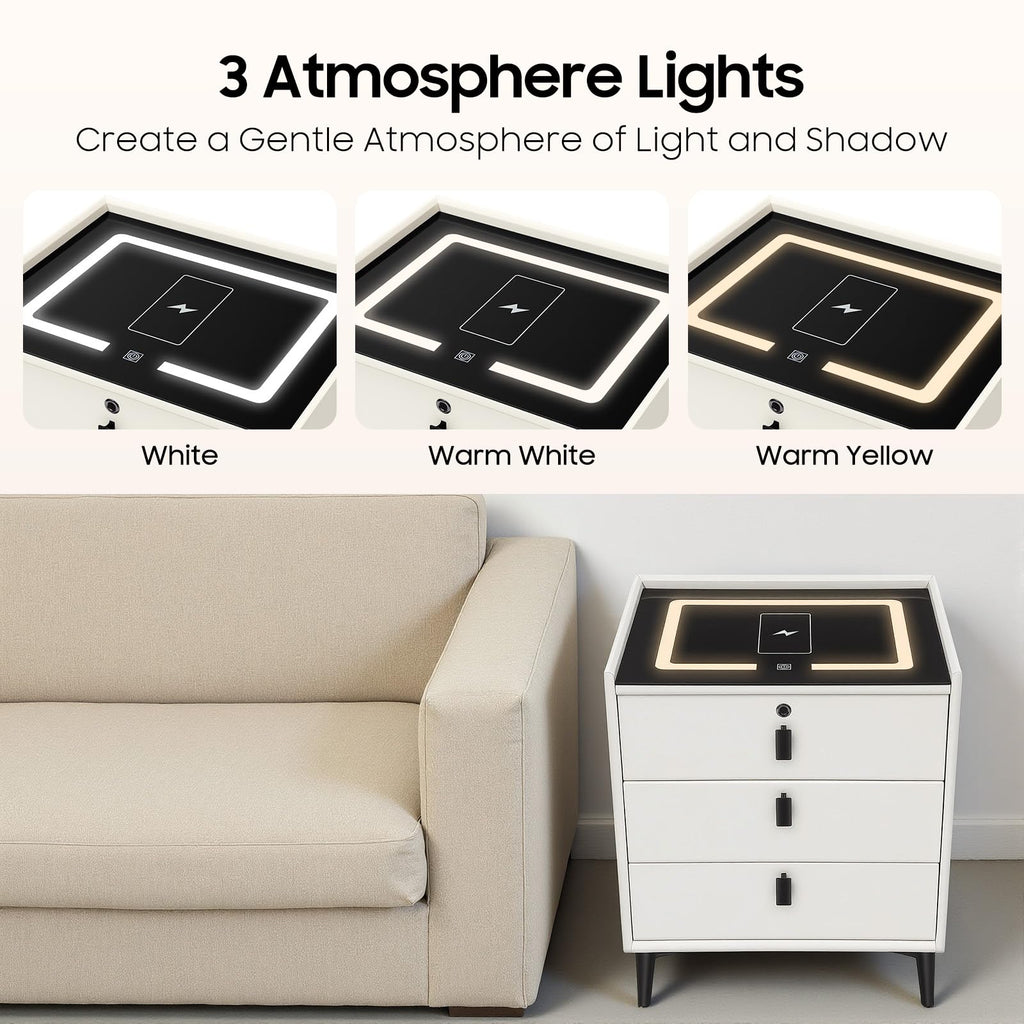 Bedside Table with Wireless Charging and Bluetooth Speaker J406