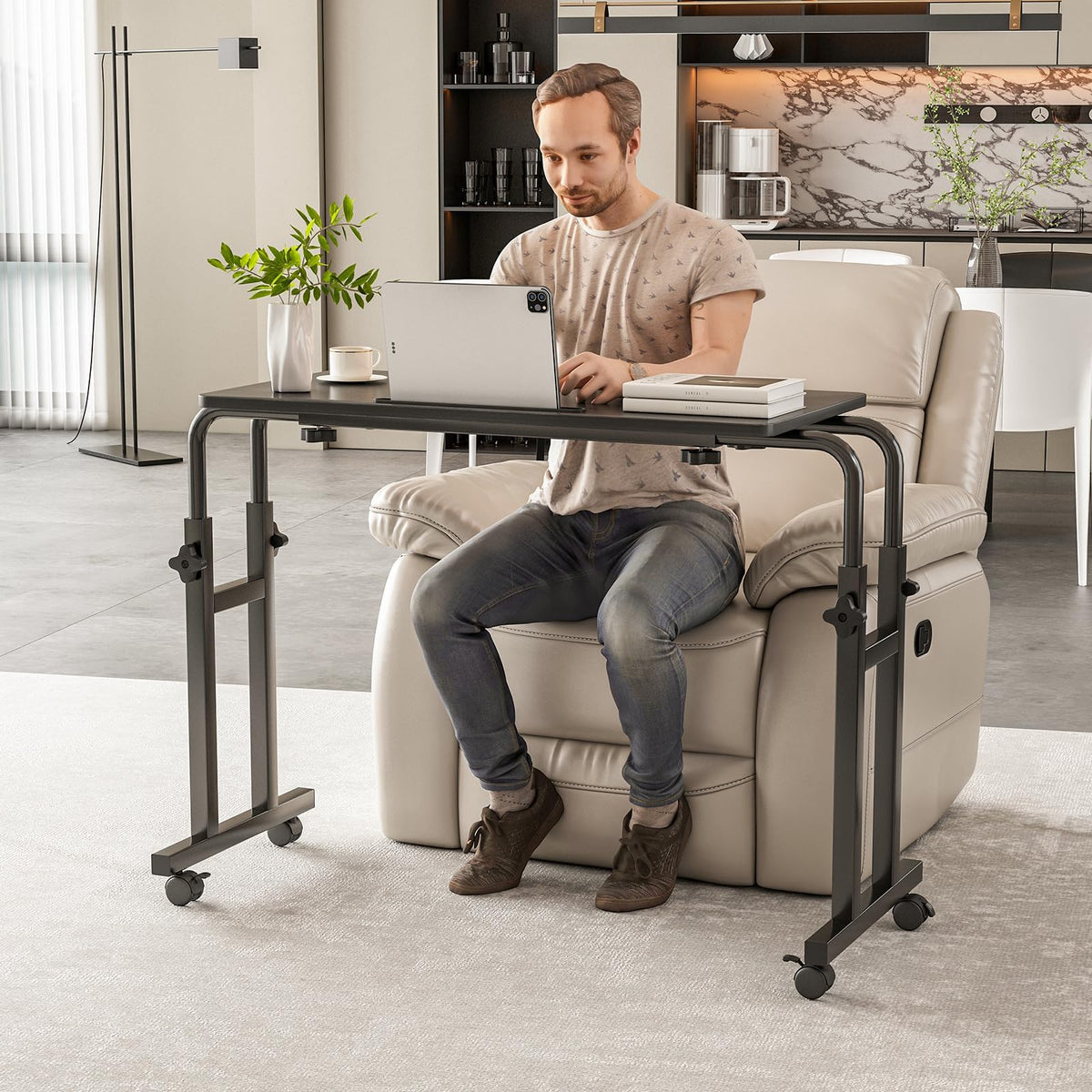 Adjustable Overbed Table with Wheels X516
