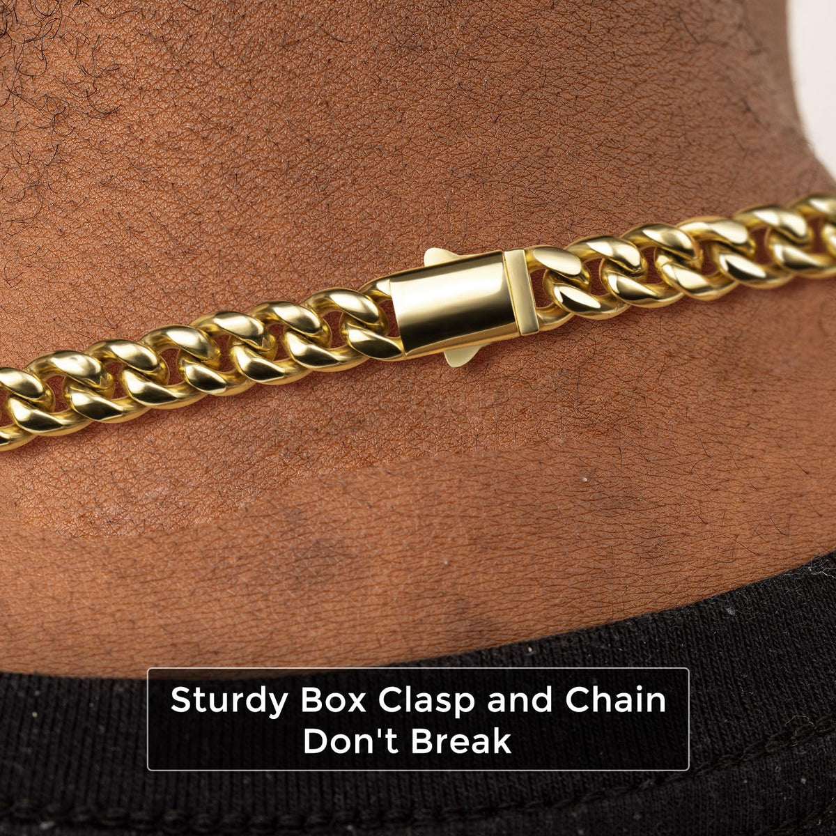 8mm Gold Cuban Link Chain 316L Stainless Steel Necklace T28645