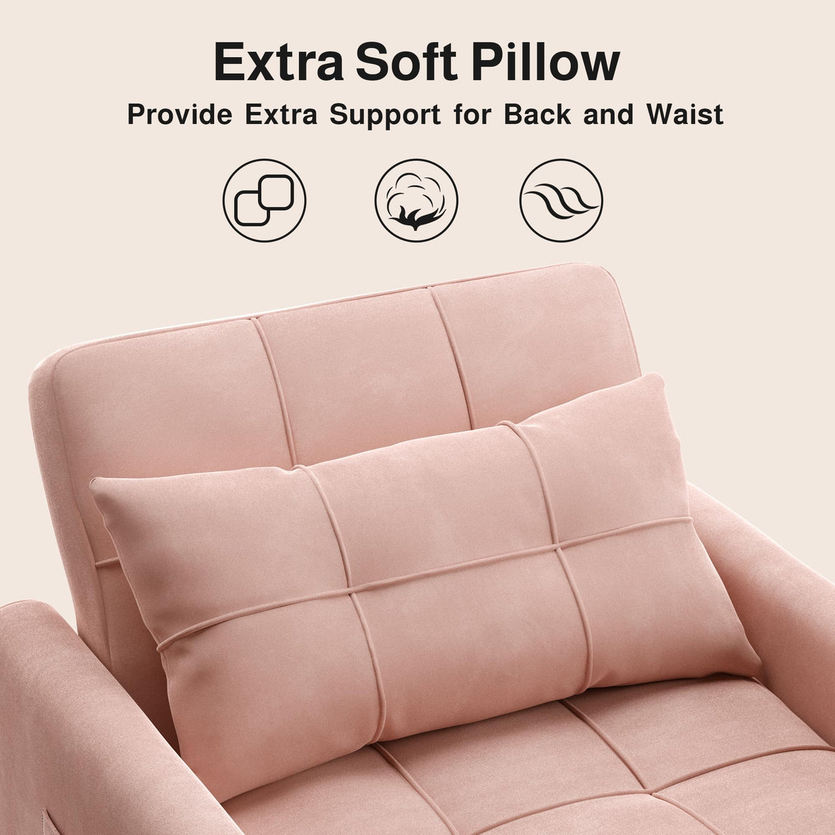 Pink Convertible Sleeper Chair Sofa Bed J564910