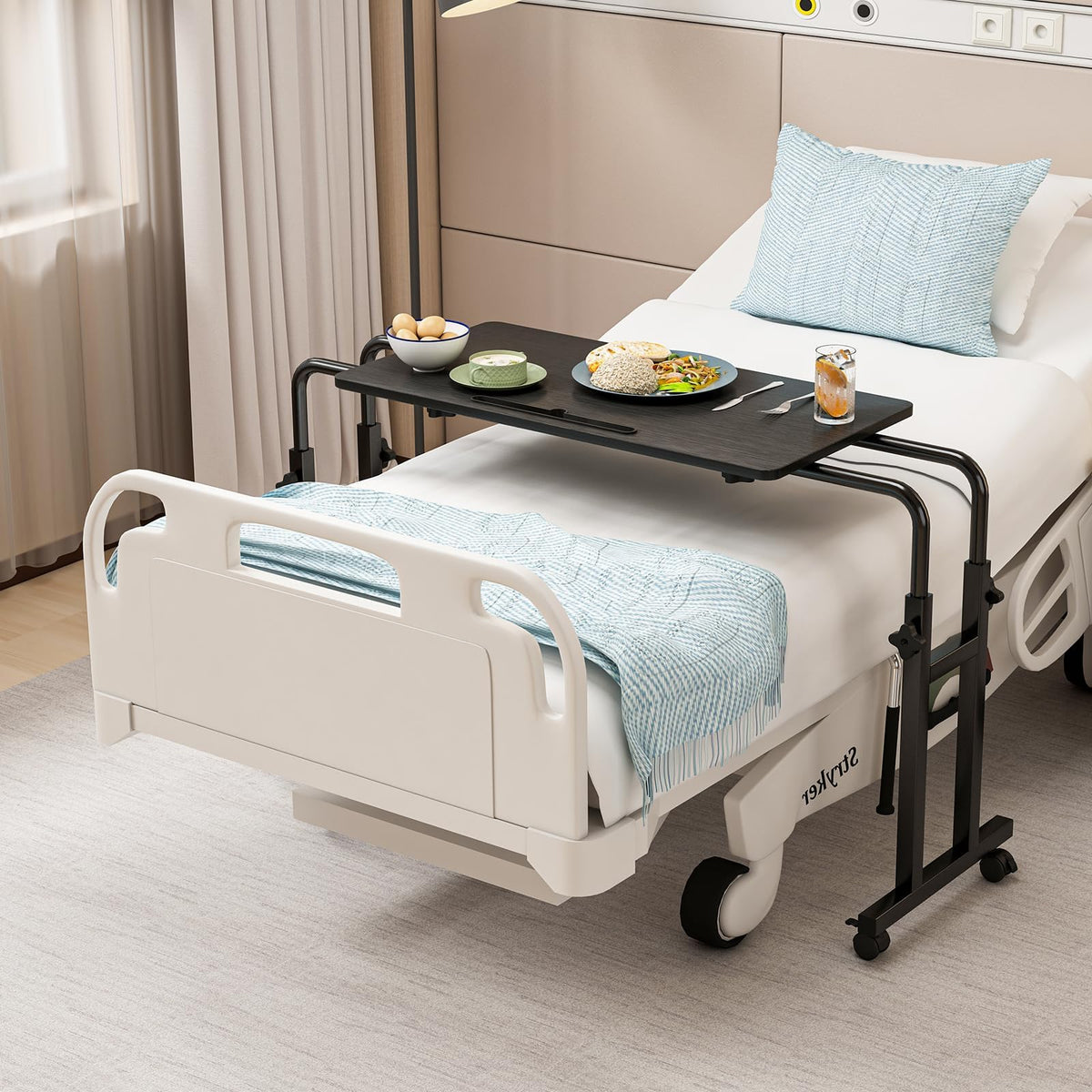 Adjustable Overbed Table with Wheels X516