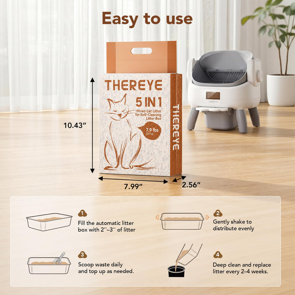 5-in-1 Mixed Cat Litter, Fast Clumping, Ultra Absorbent, Dust-Free Natural Clumping Cat Litter, Odor Control, 7.9lbs*2 H582