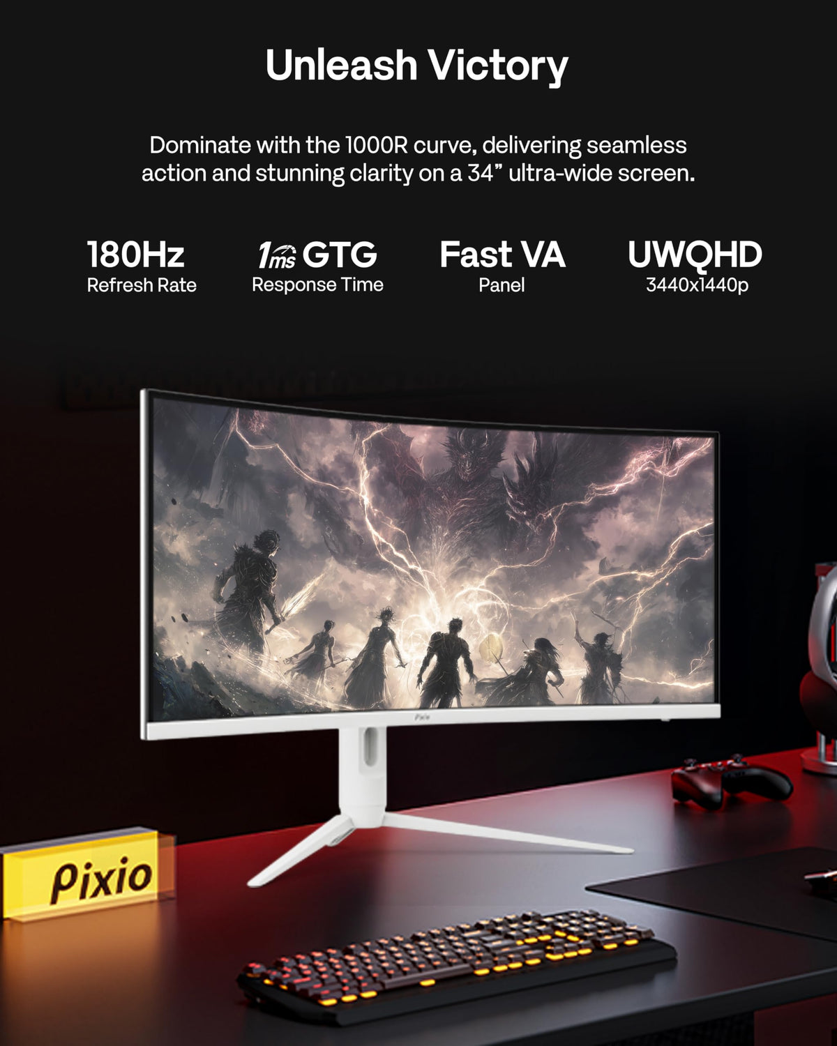 White 34" 180Hz Curved Gaming Monitor L5902