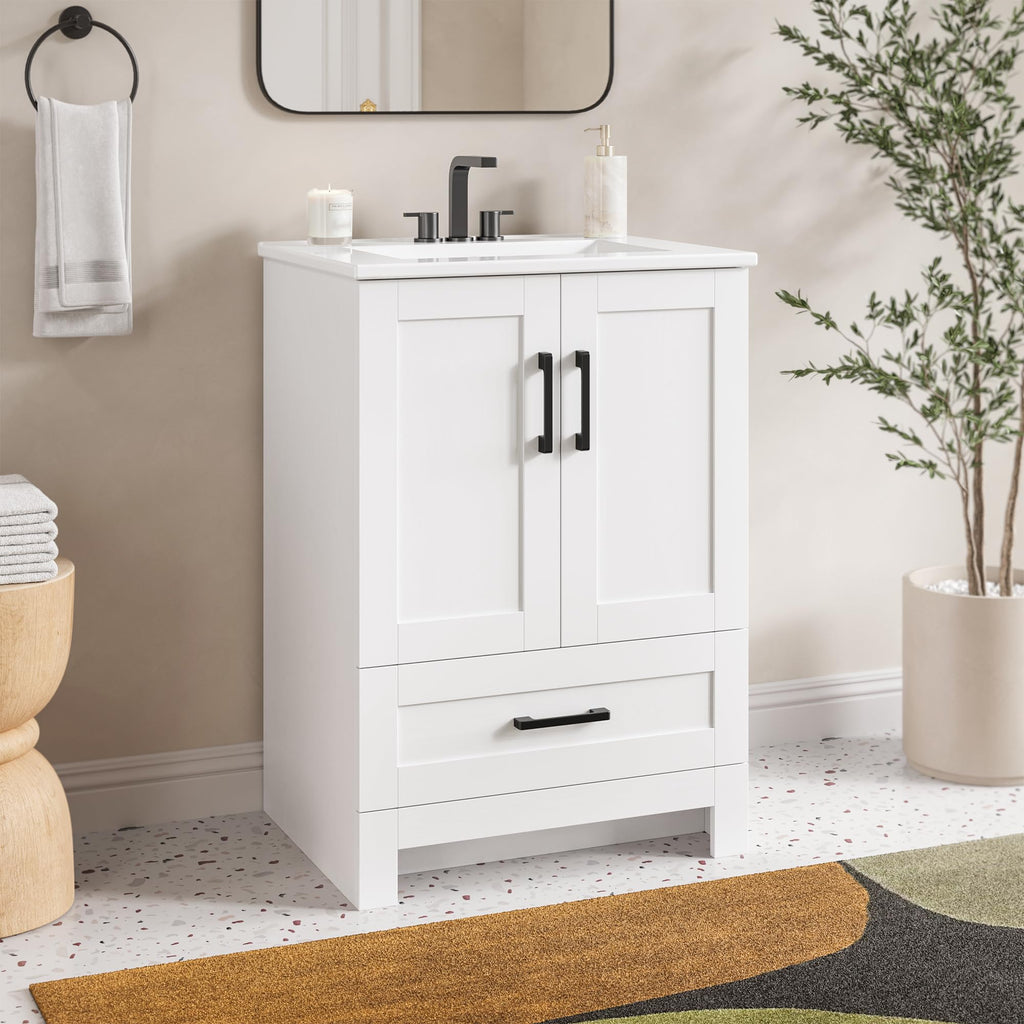 24" White Bathroom Vanity with Sink B16416
