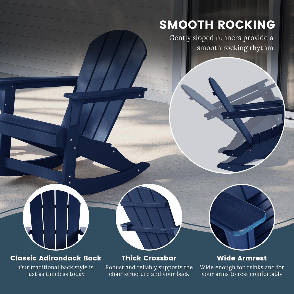 Navy Blue Poly Adirondack Chair Set of 2 I279952