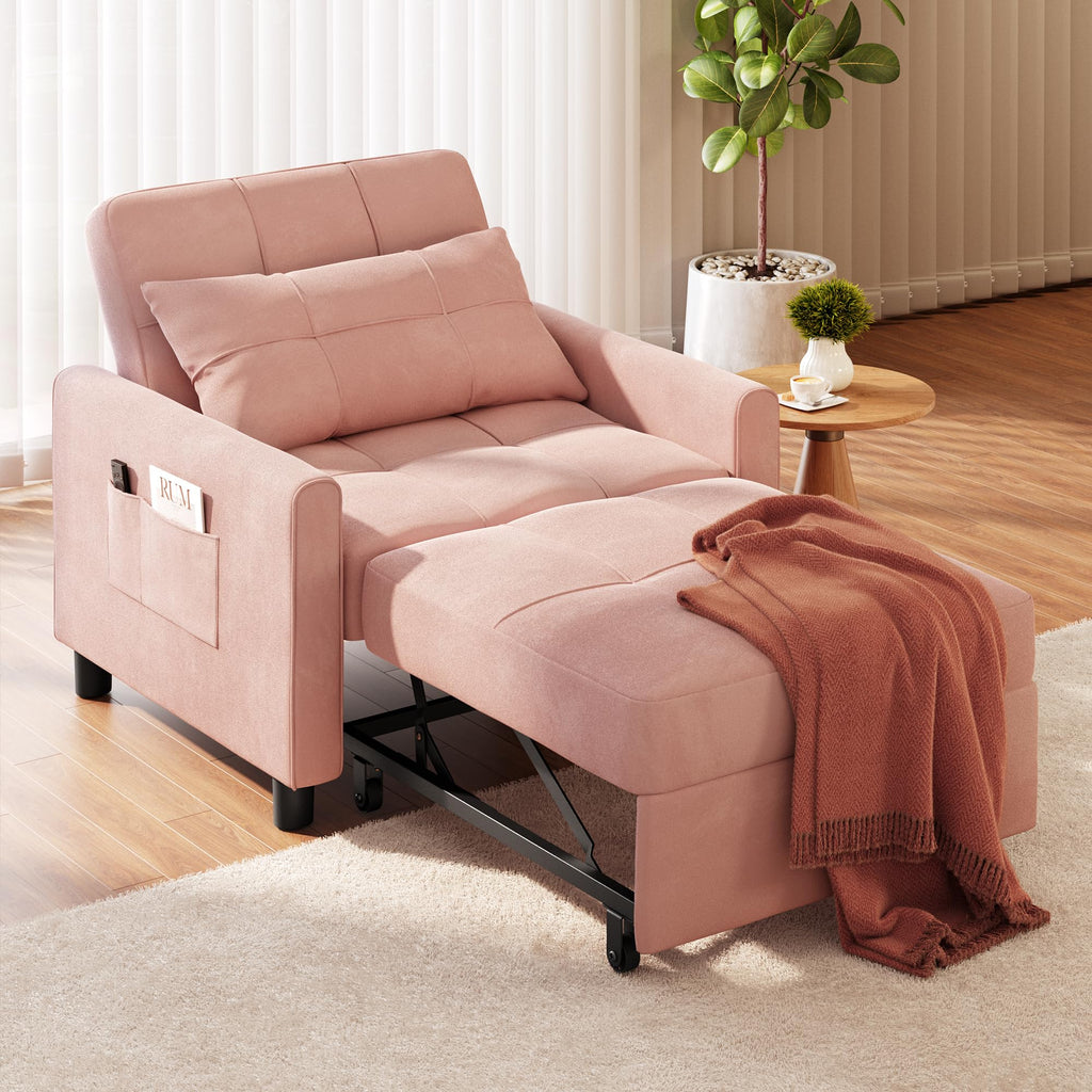 Pink Convertible Sleeper Chair Sofa Bed J564910