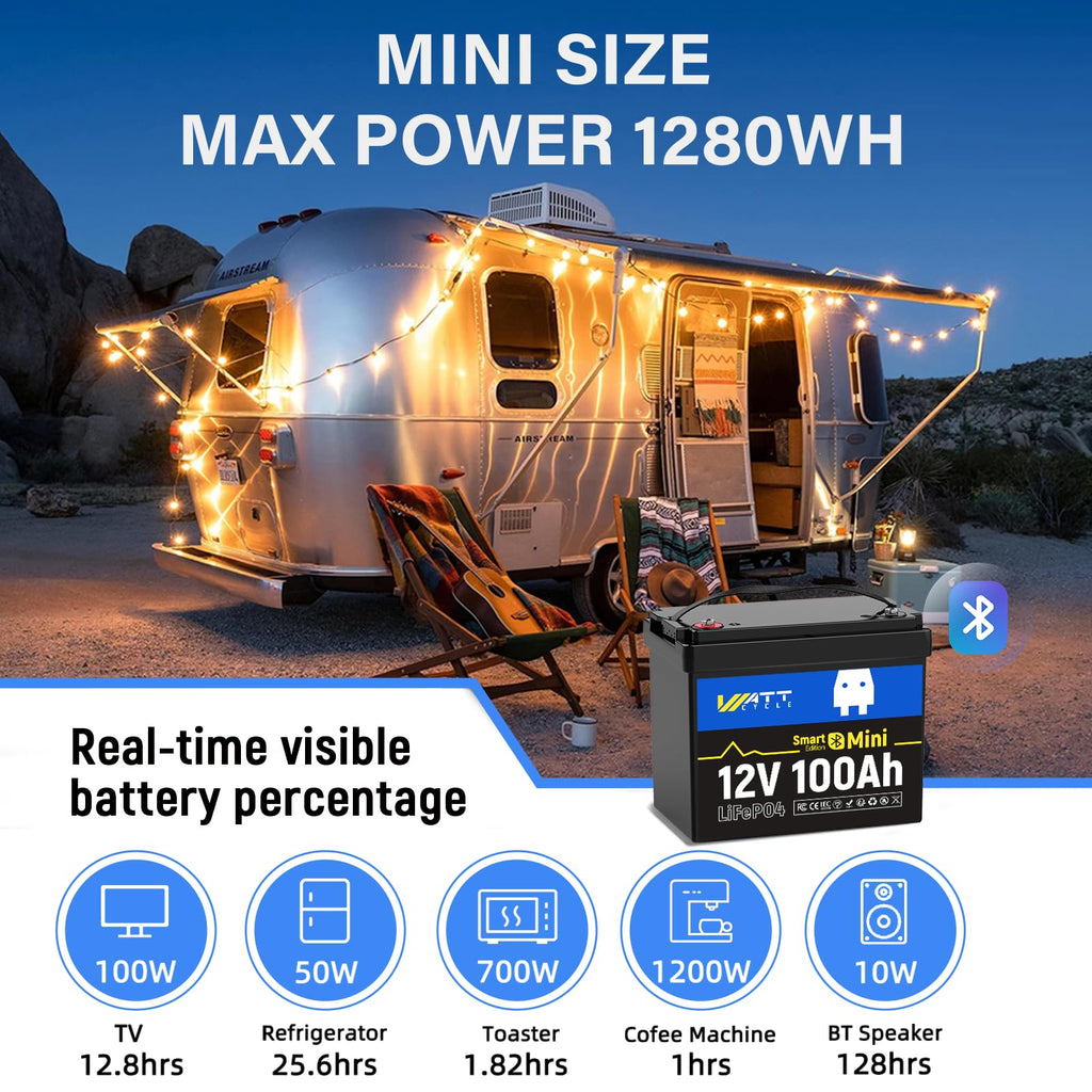 12V 100Ah Mini LiFePO4 Battery with Bluetooth A829076