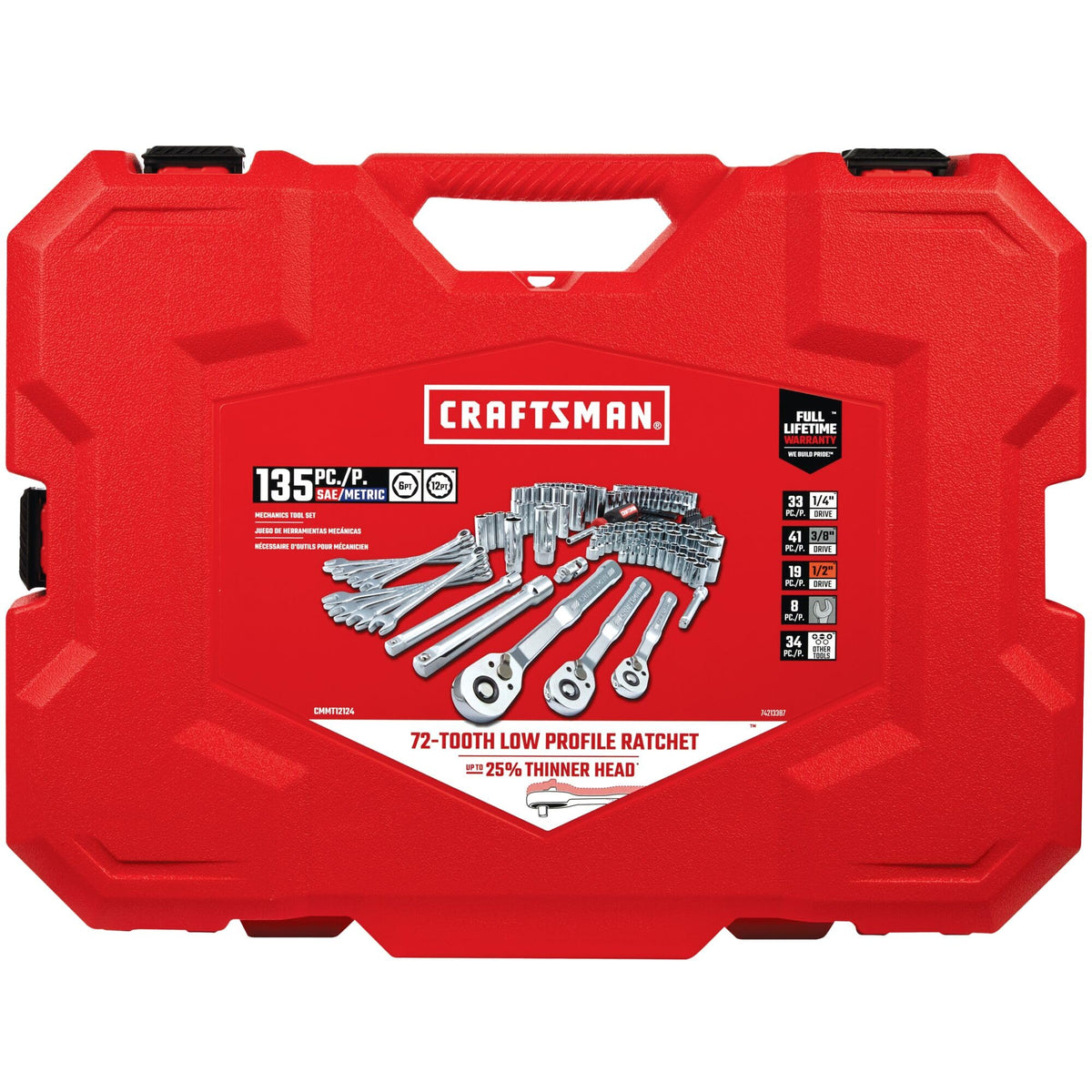 135 Pcs SAE and Metric Socket Wrench Set with Case D97571