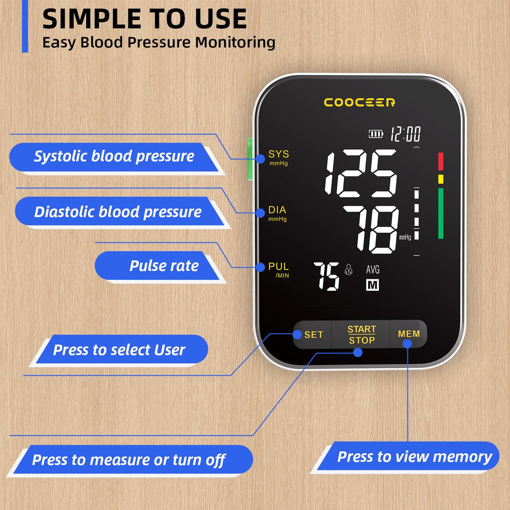 Automatic Upper Arm Blood Pressure Monitor with Adjustable Cuff G656