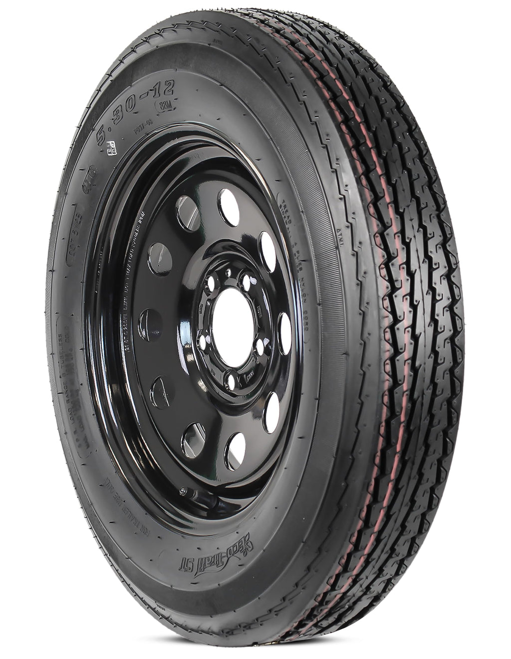 2-Pack Trailer Tire Rim Assembly 5.30-12 5 Lug Black Y63515