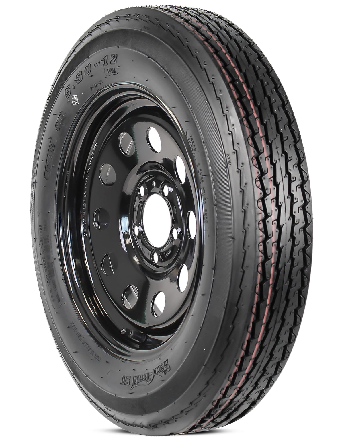 2-Pack Trailer Tire Rim Assembly 5.30-12 5 Lug Black Y63515