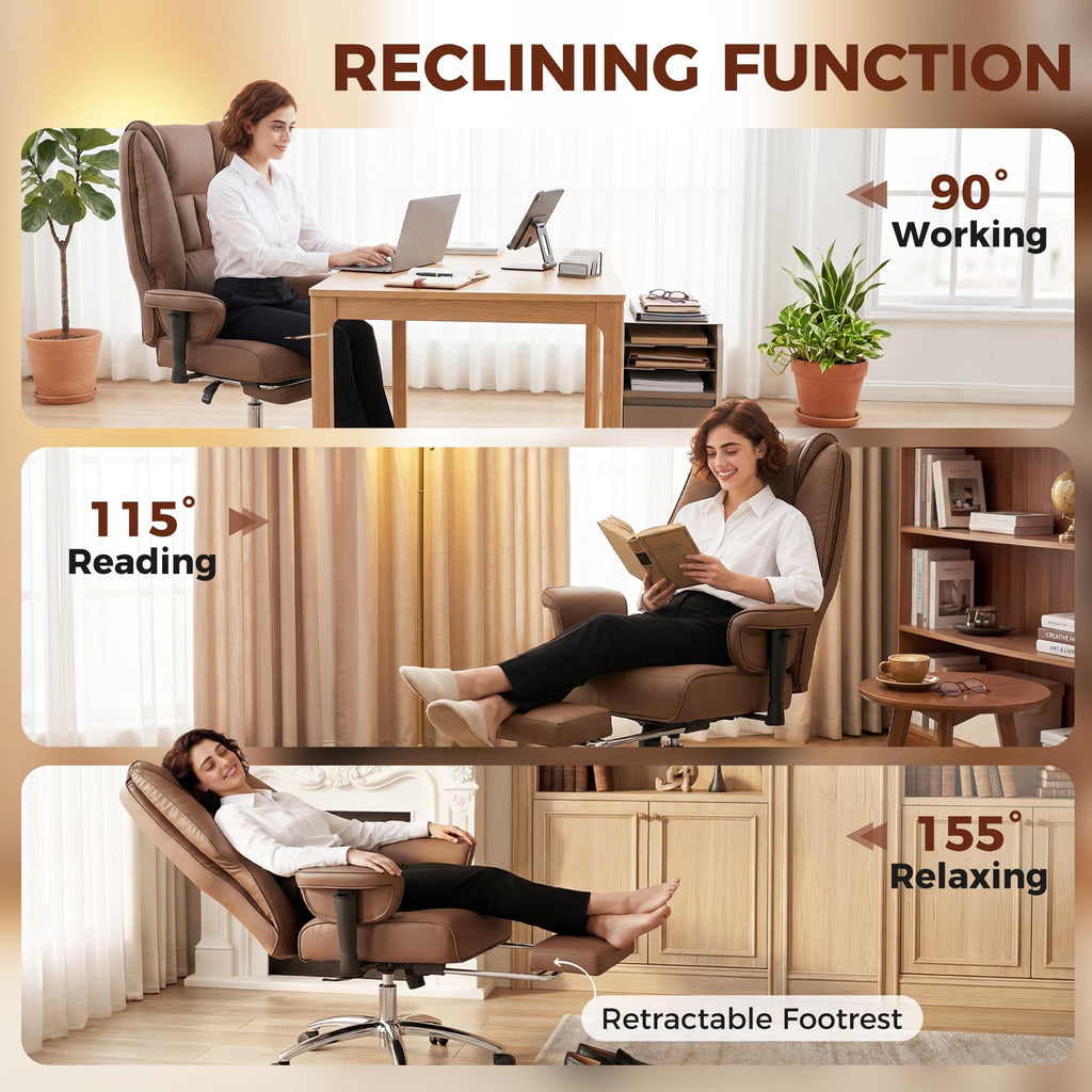 Brown Ergonomic Reclining Office Chair with Footrest B947082