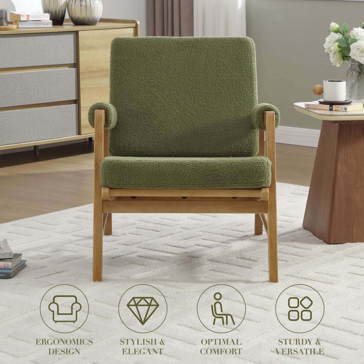 Boucle Upholstered Accent Chair Set of 2 O898