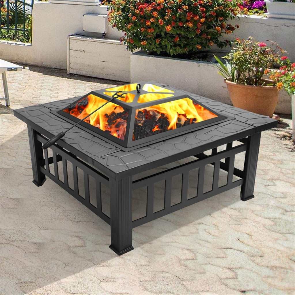 32" Wood Burning Metal Fire Pit with Poker W723808