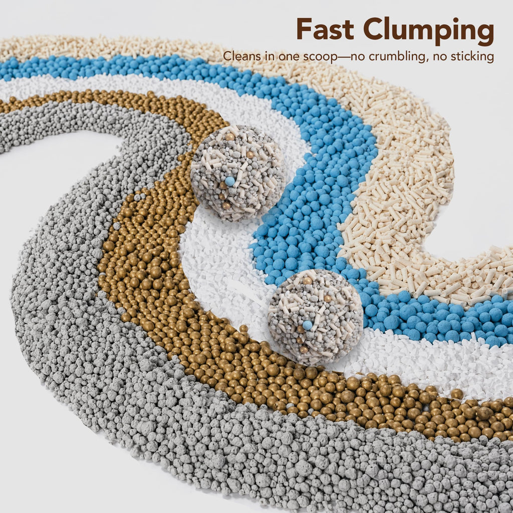 5-in-1 Mixed Cat Litter, Fast Clumping, Ultra Absorbent, Dust-Free Natural Clumping Cat Litter, Odor Control, 7.9lbs*2 H582