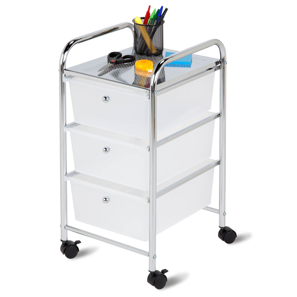 3 Drawer Plastic Storage Cart on Wheels F77386