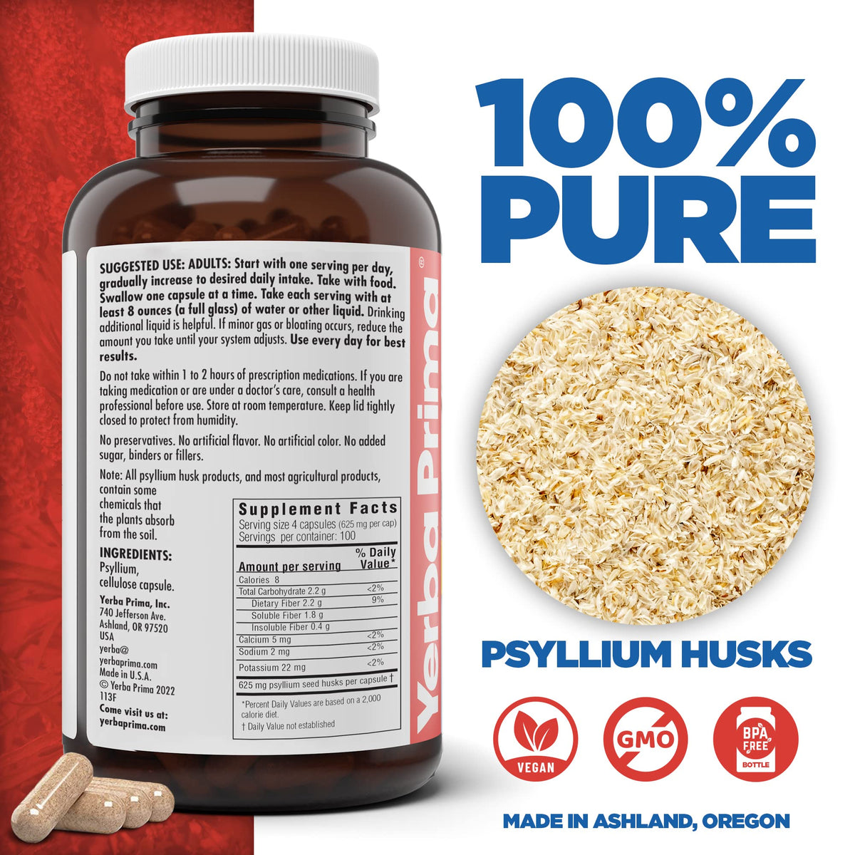 Psyllium Husks Veg Caps, 400 Capsules (625mg) J80109