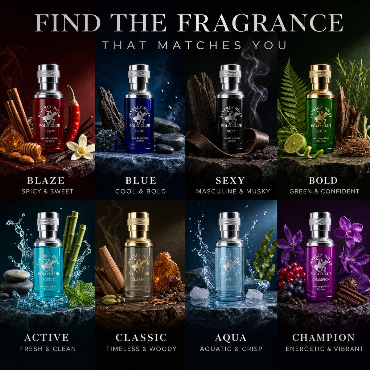 8 Pc 0.34 oz Men's Cologne Gift Set T9514