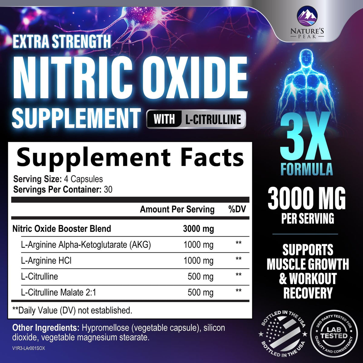 120 Capsules L-Arginine Citrulline Beta Alanine Nitric Oxide Booster D540