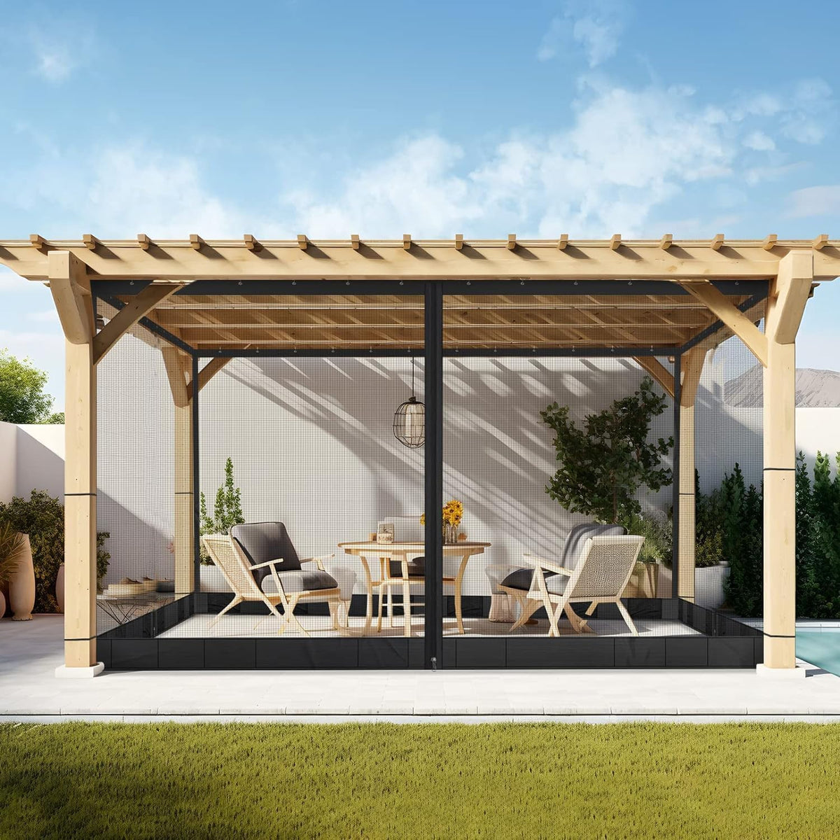 Mosquito Net 4-Panel Canopy Screen Wall with Zipper for 10 x 10' Gazebo X826