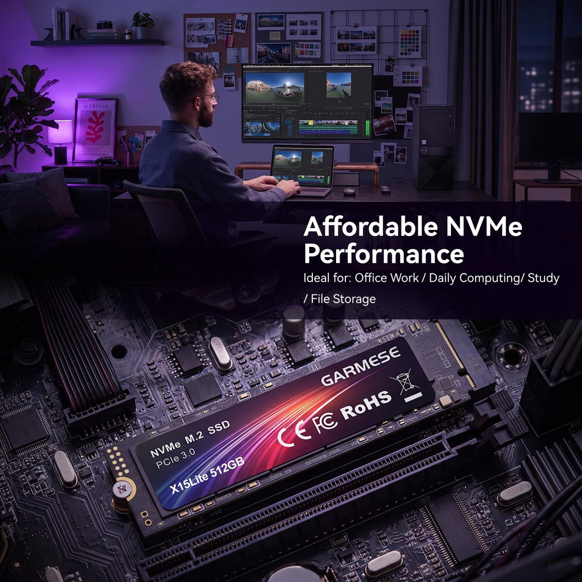 512GB PCIe Gen3x4 NVMe M.2 2280 SSD M3442