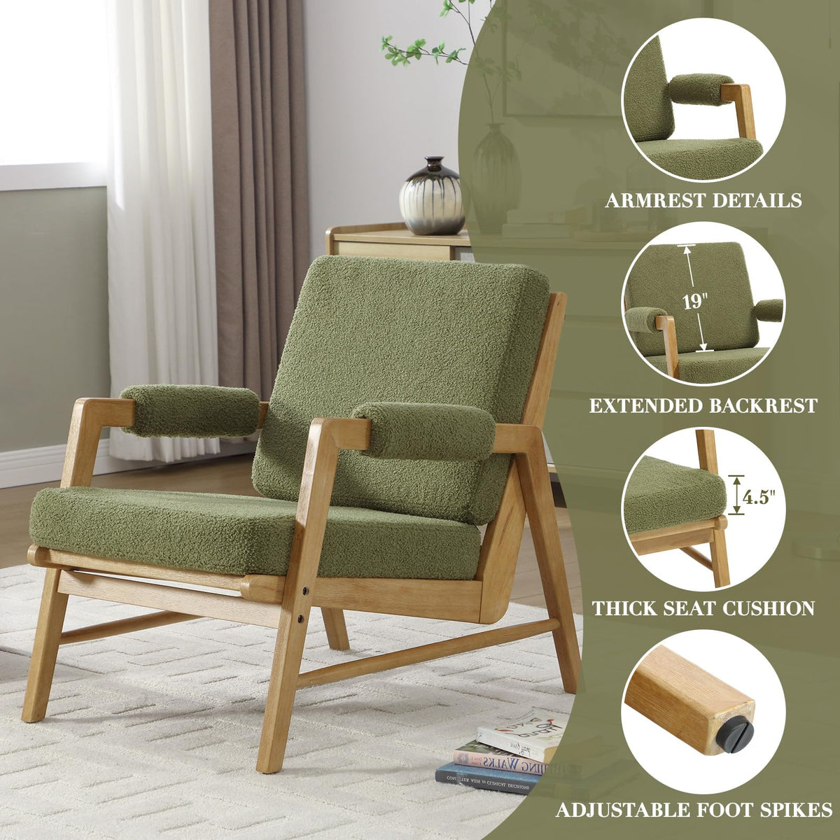 Boucle Upholstered Accent Chair Set of 2 O898
