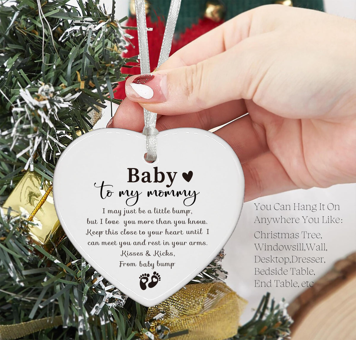 White Ceramic Heart Shaped Ornament J5580