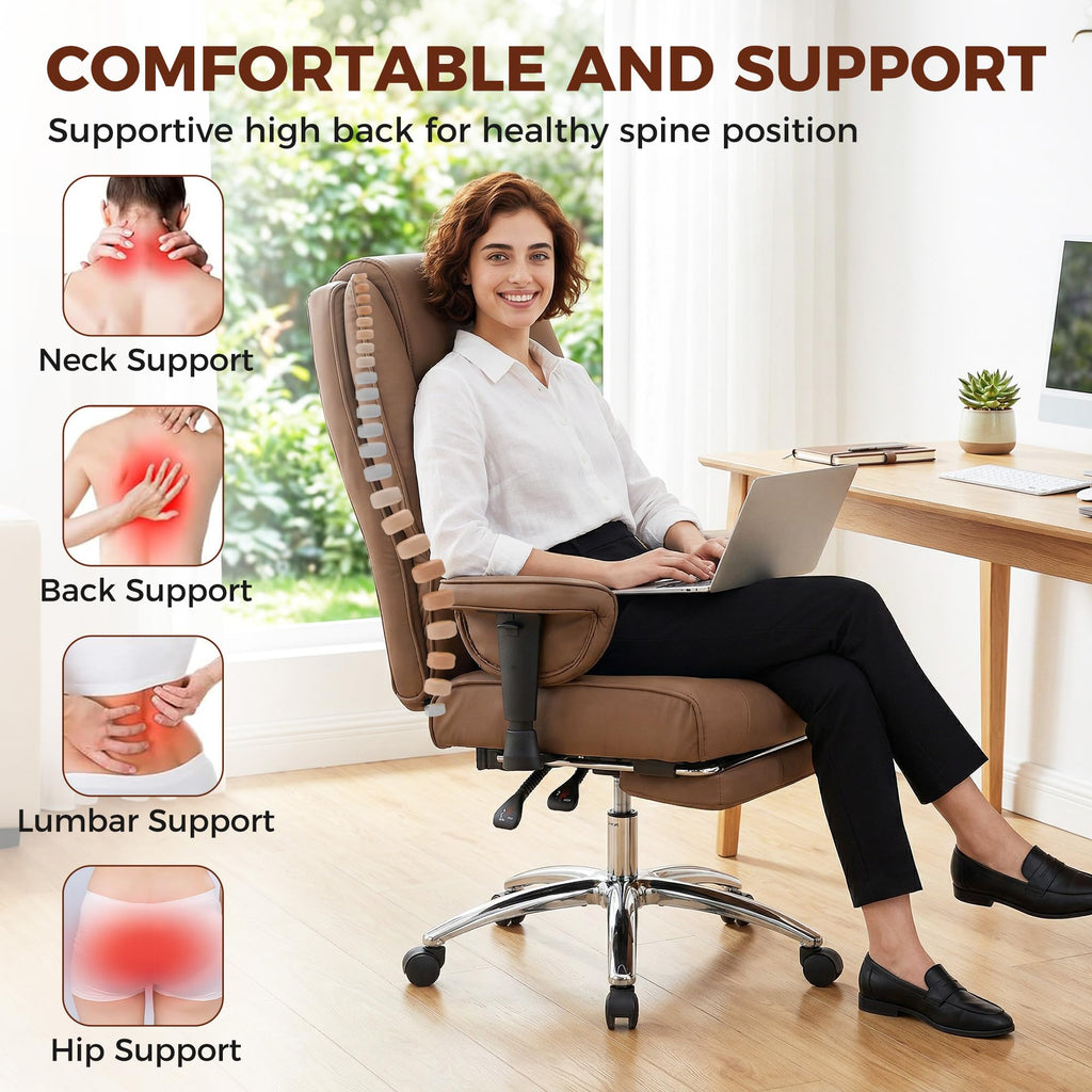Brown Ergonomic Reclining Office Chair with Footrest B947082