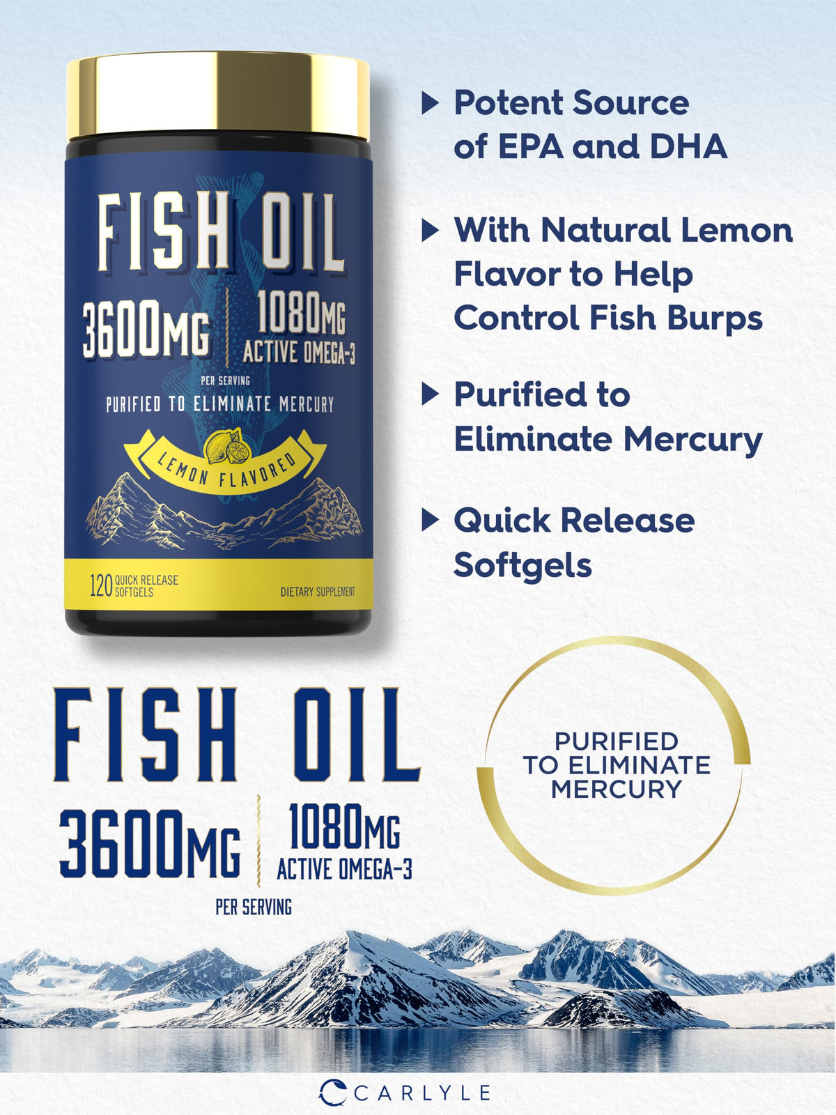 Fish Oil 3600mg 1080mg Omega 3 120 Count R13606