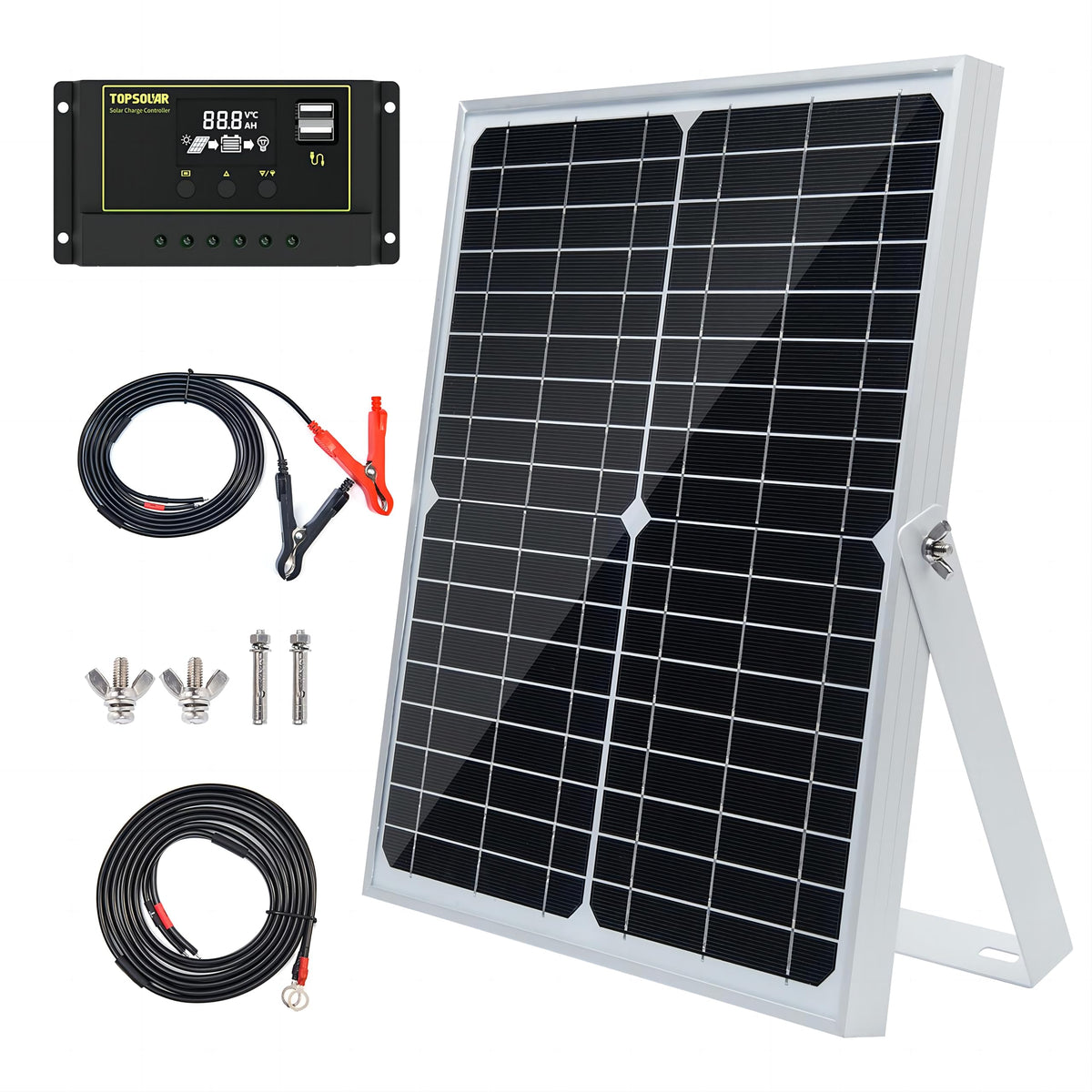 30W 12V Solar Panel Kit with Controller and Mount Bracket K6169