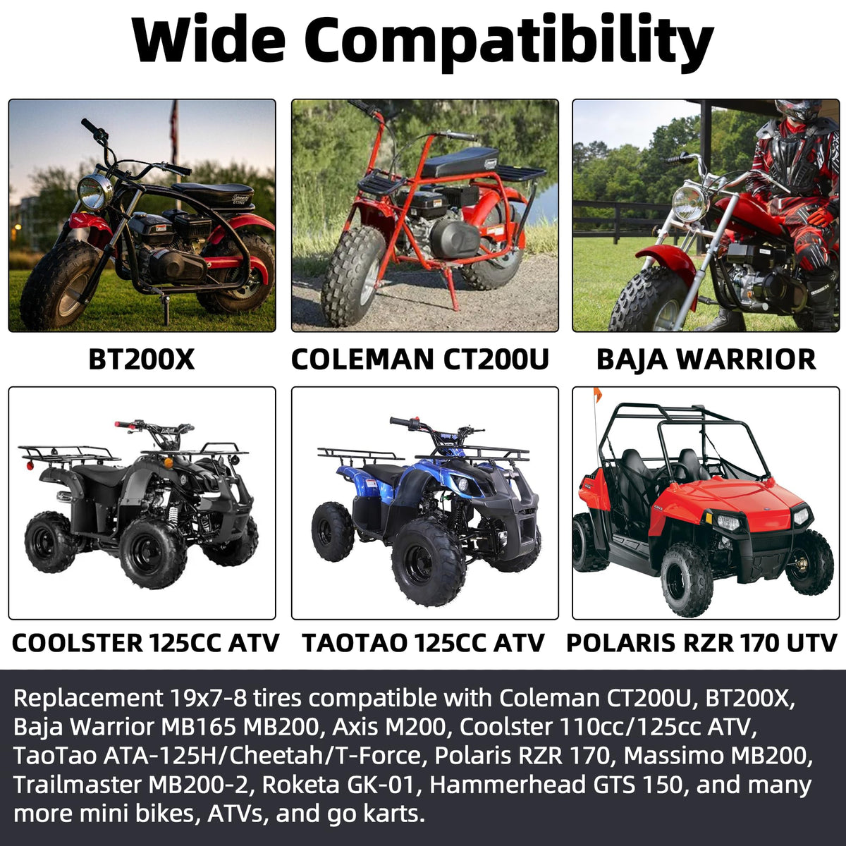 19x7-8 Tubeless All-Terrain ATV UTV Tires O485