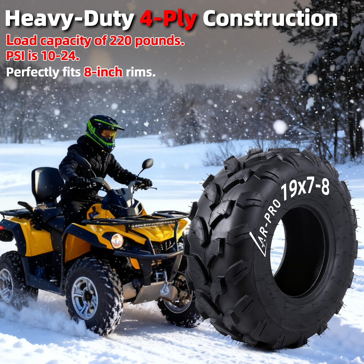 19x7-8 Tubeless All-Terrain ATV UTV Tires O485