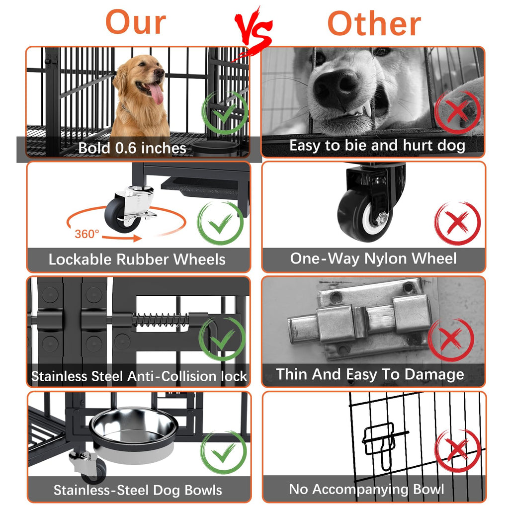 42" Heavy Duty Metal Dog Crate with Divider W937