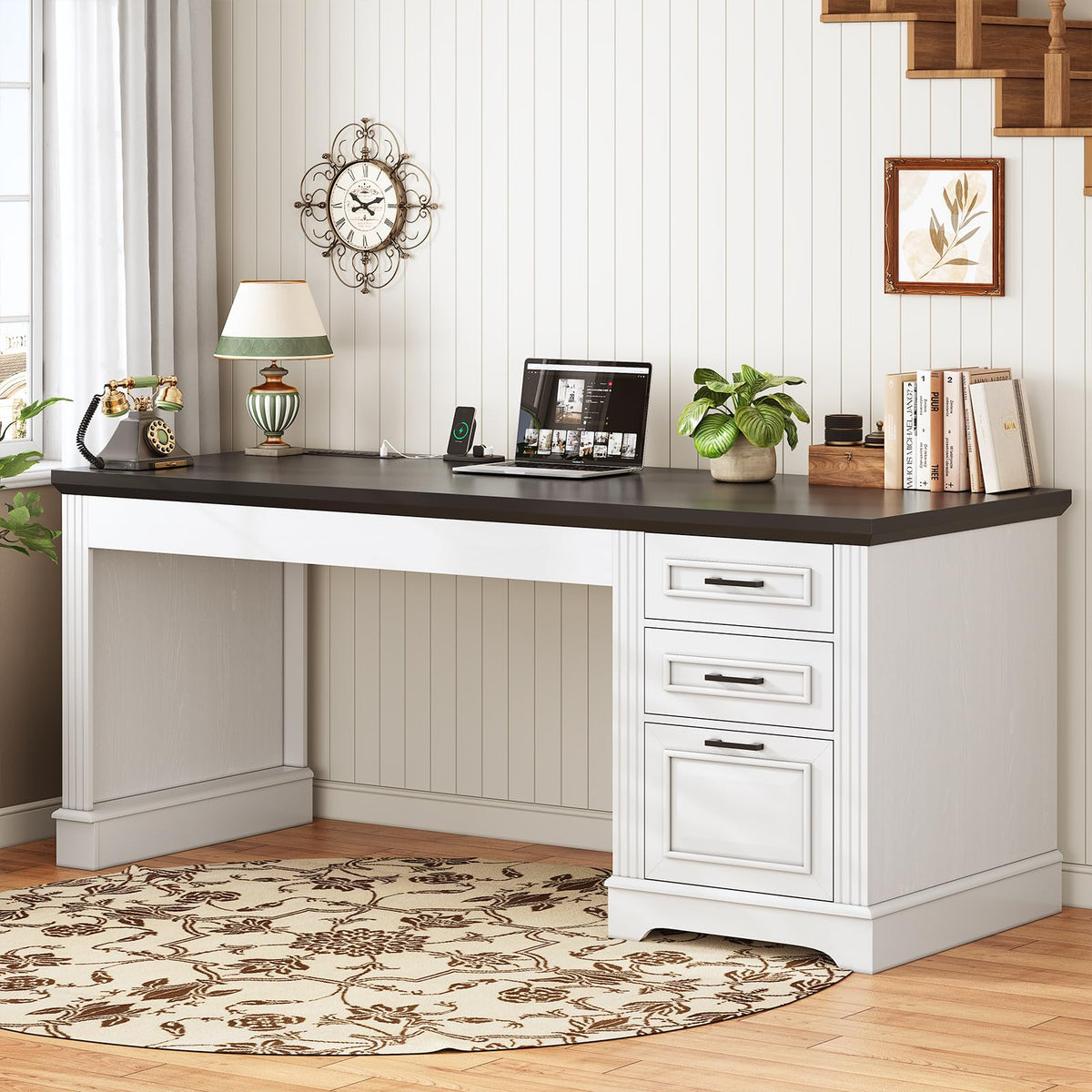 White Office Desk with 3 Drawers G8824