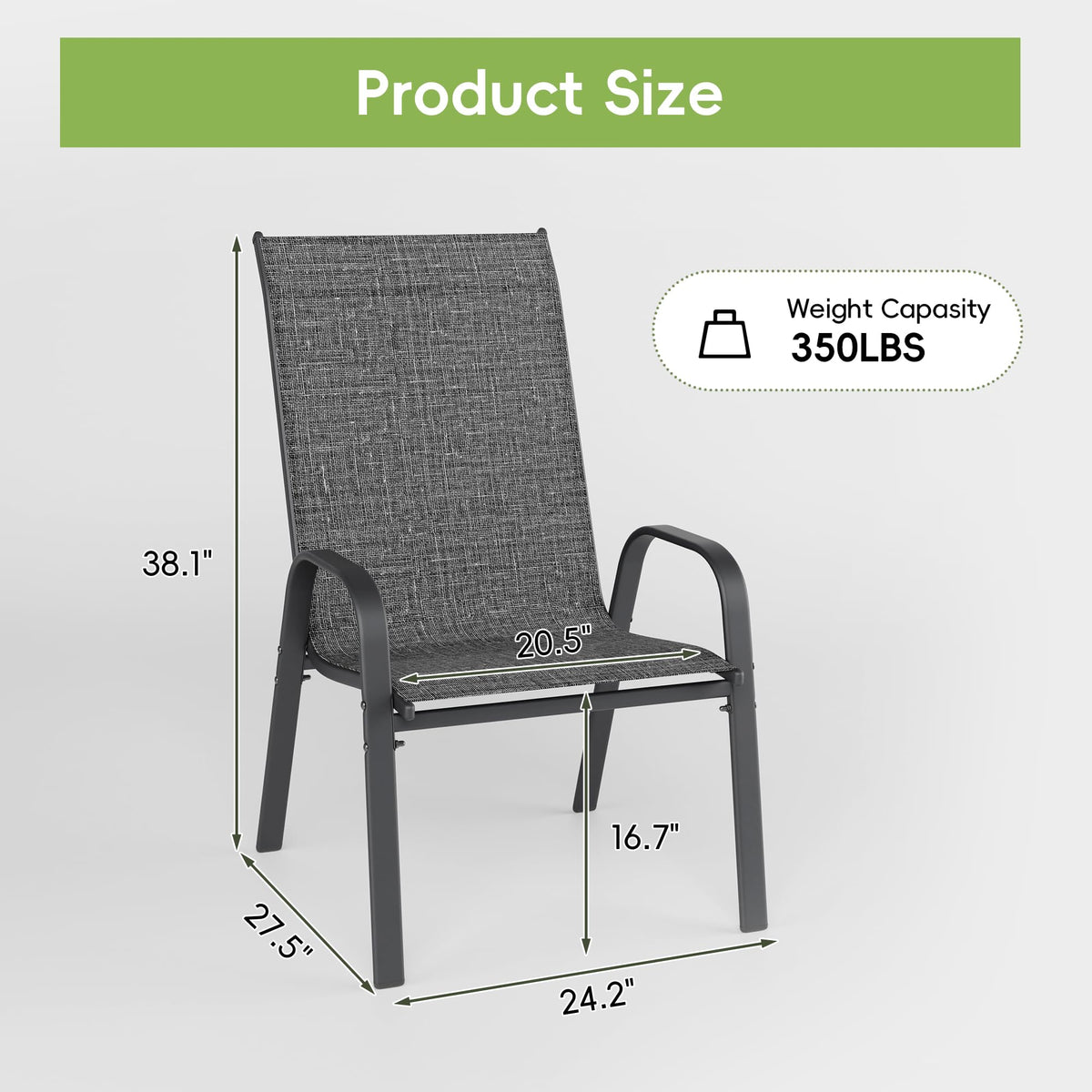 Dark Grey Metal Patio Chairs Set of 4 Z295