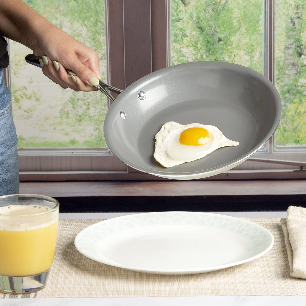 Ceramic Nonstick Pots and Pans Set 12-Piece Cream Q97419
