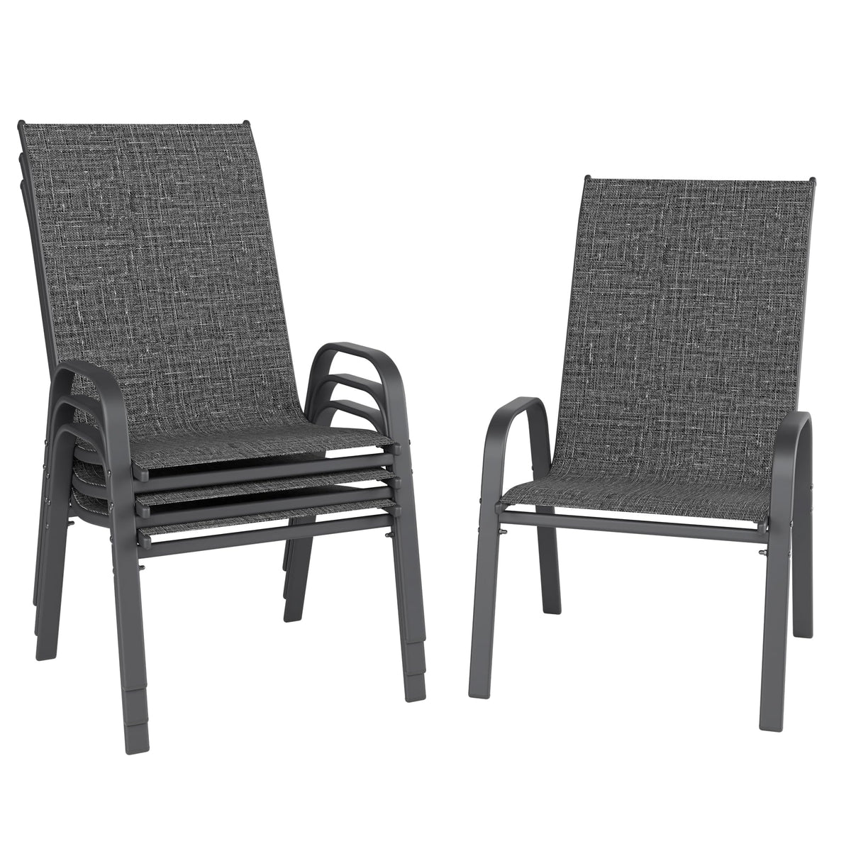 Dark Grey Metal Patio Chairs Set of 4 Z295