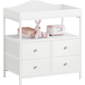 White Changing Table Dresser with 4 Fabric Drawers and Open Shelf X3576