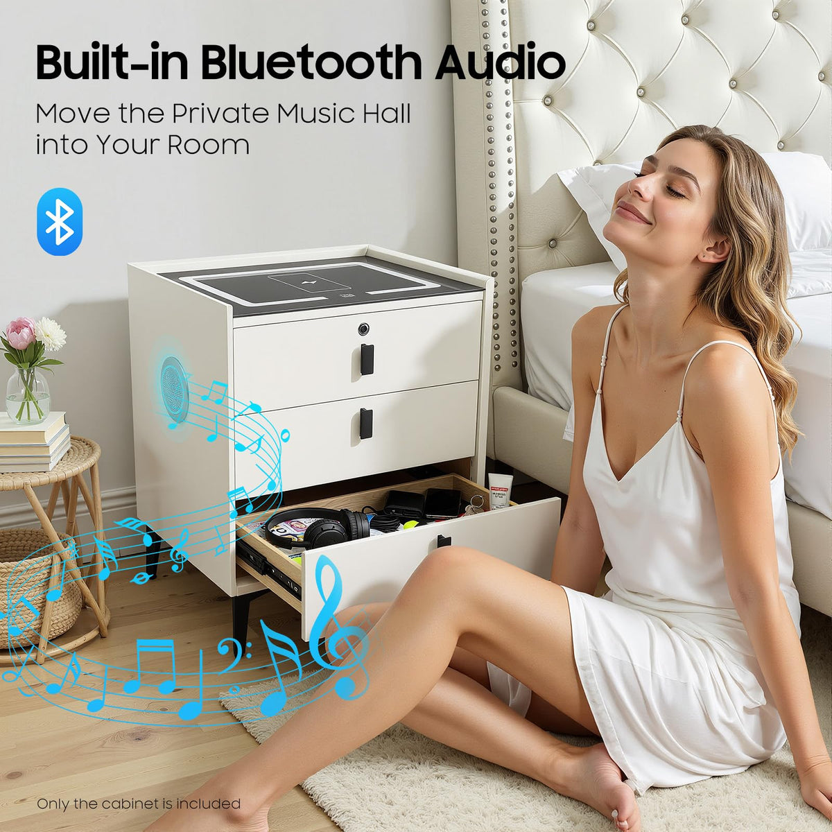 Bedside Table with Wireless Charging and Bluetooth Speaker J406